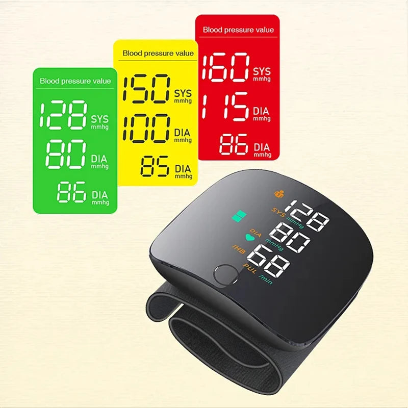 English Voice Activated Portable LED Wrist Blood Pressure Monitor