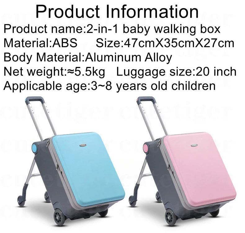 Can boarding suitcase Can sit and ride children's trolley bags lazy slip walker children's travel