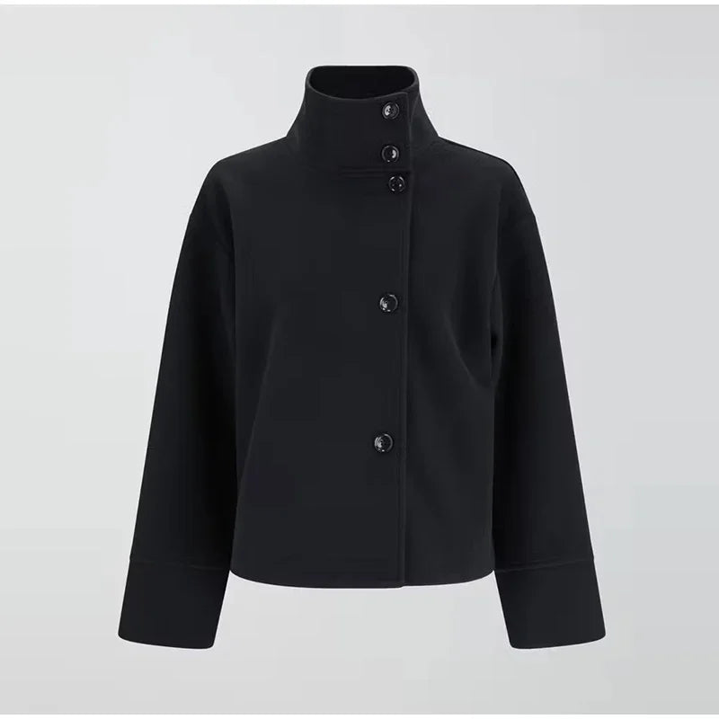 Women's Stand Collar Wool-Blend Coat