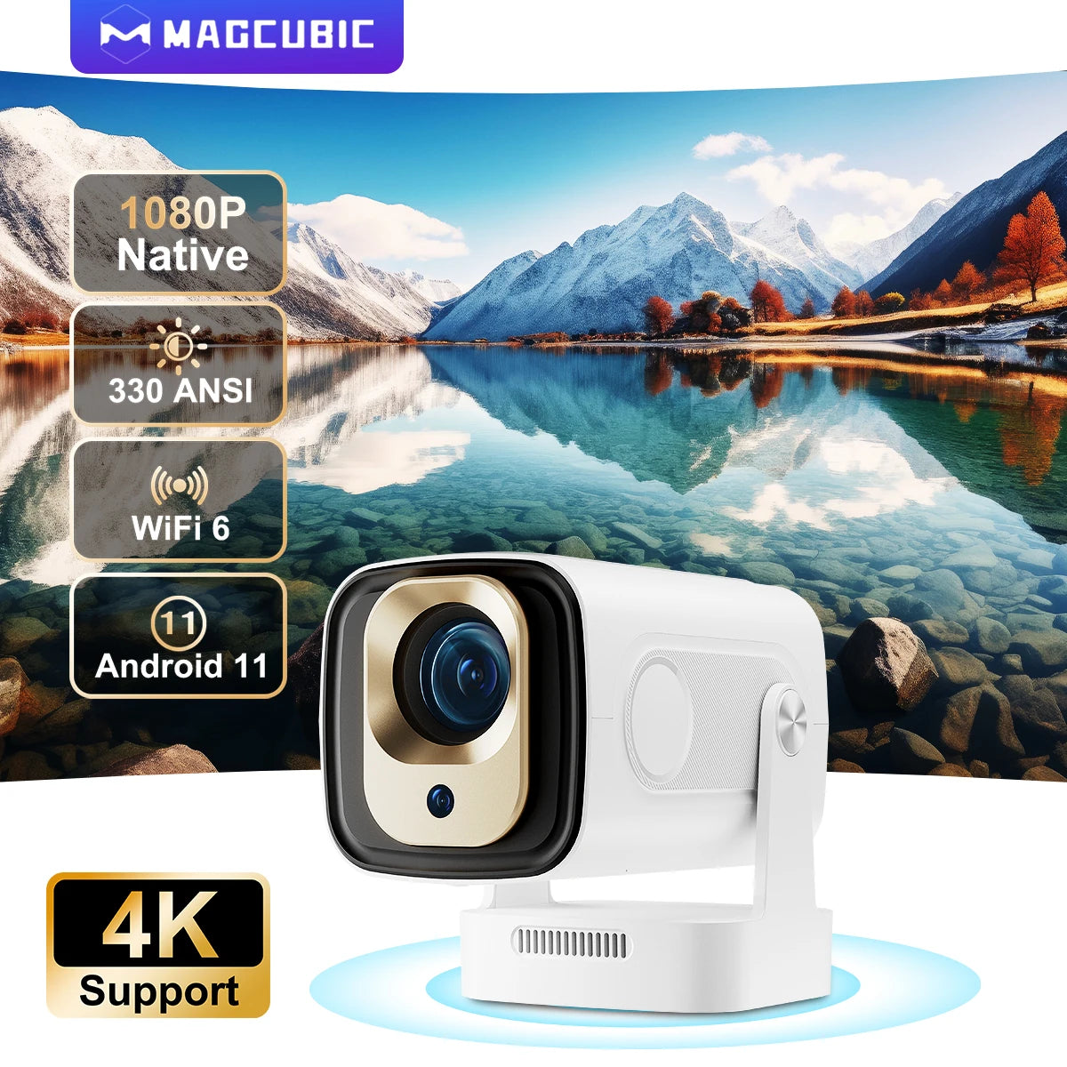 Magcubic HY310 Mini Projector Auto Focus 4K Native 1080P 330ANSI Android11