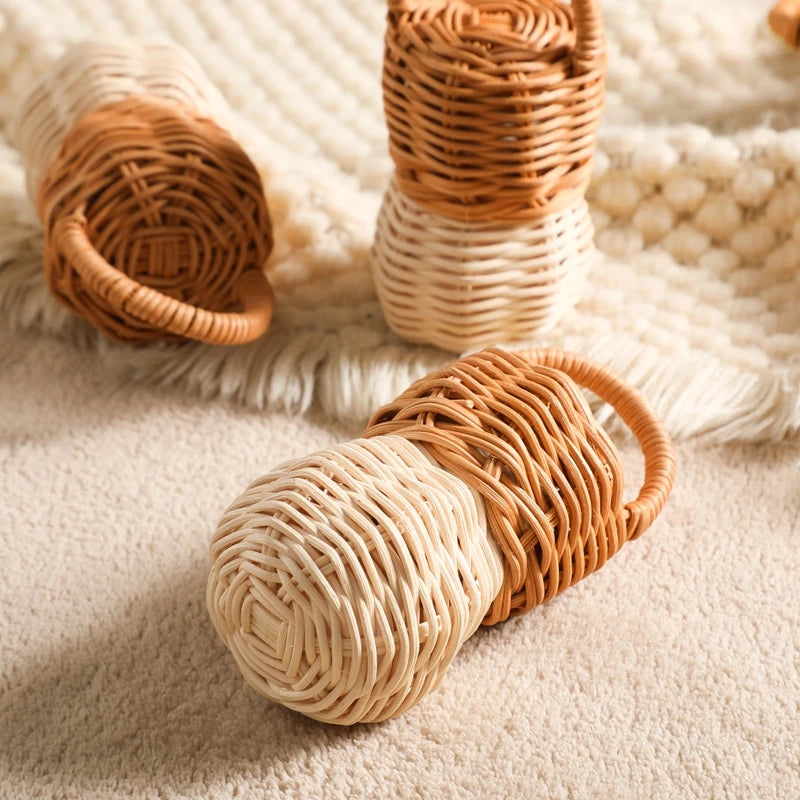 Baby Toys  Rattan Pine Bell  Wooden Rattan Toys