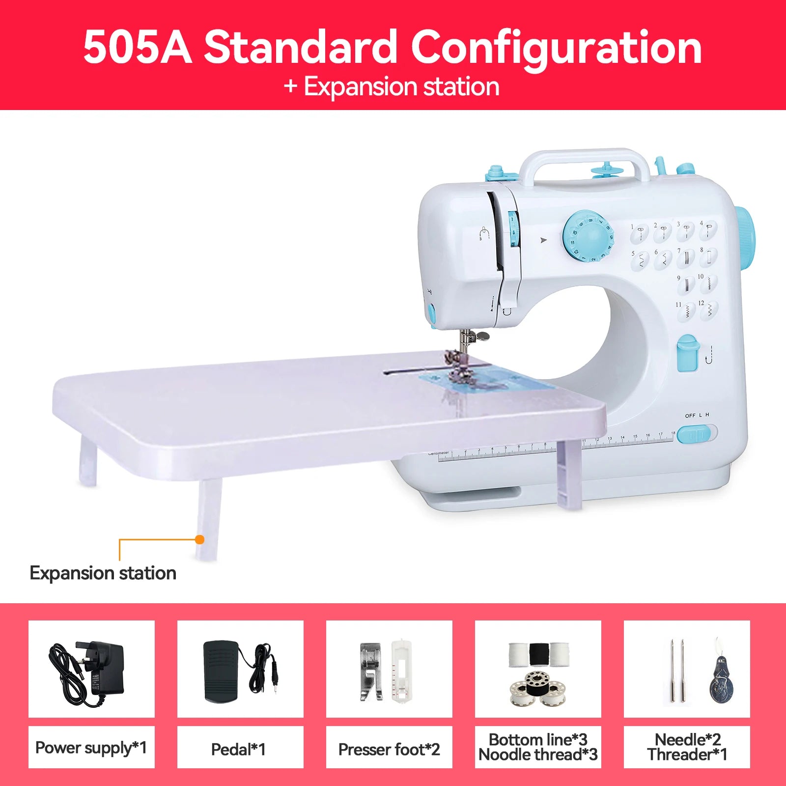 Portable Sewing Machine |12 Stitch Types, Horizontal Rotary Shuttle & Metal Hook