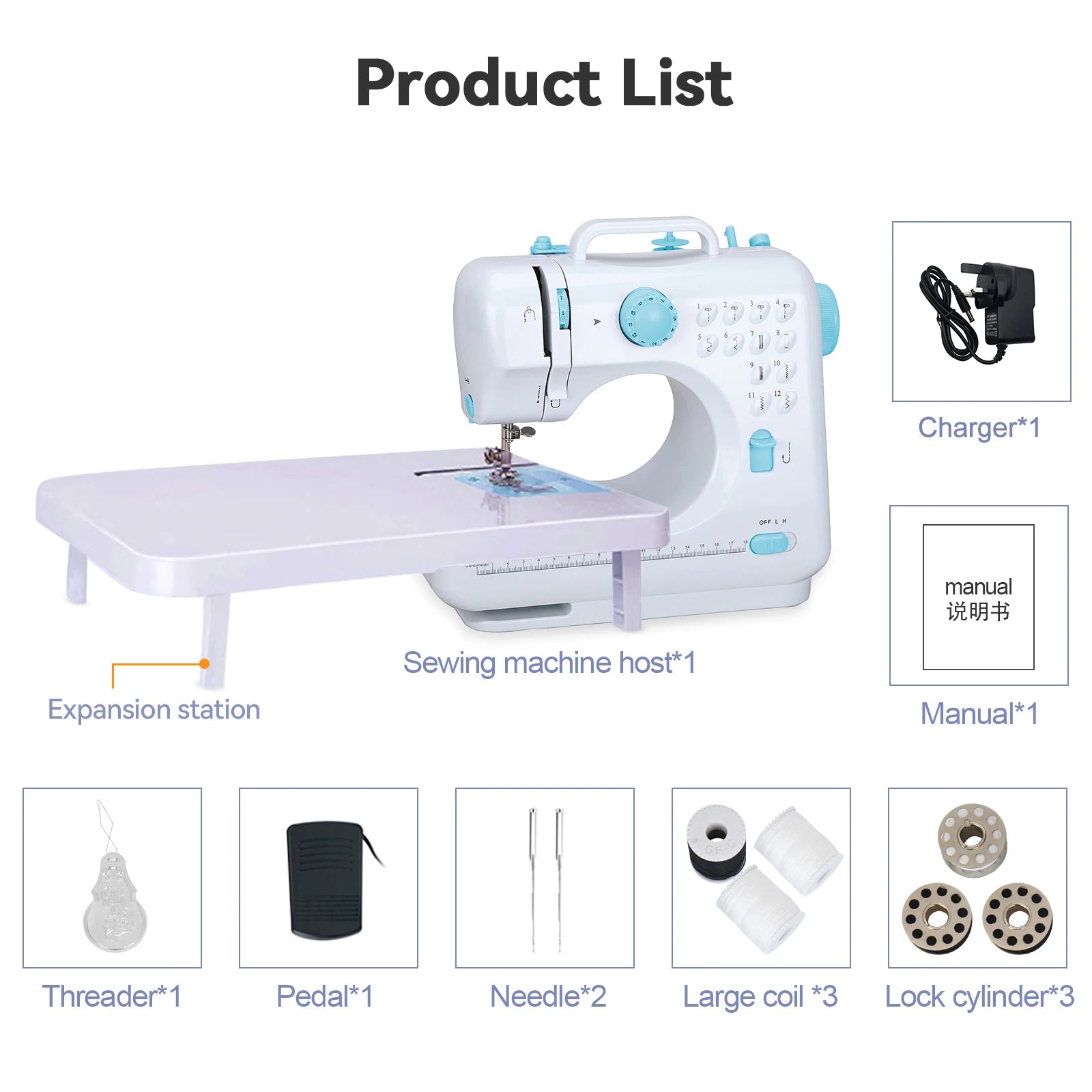 Portable Sewing Machine |12 Stitch Types, Horizontal Rotary Shuttle & Metal Hook