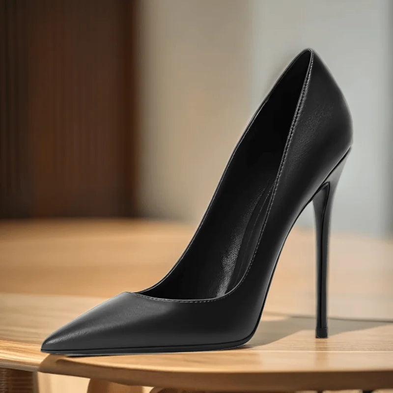 thin heels matte brown leather