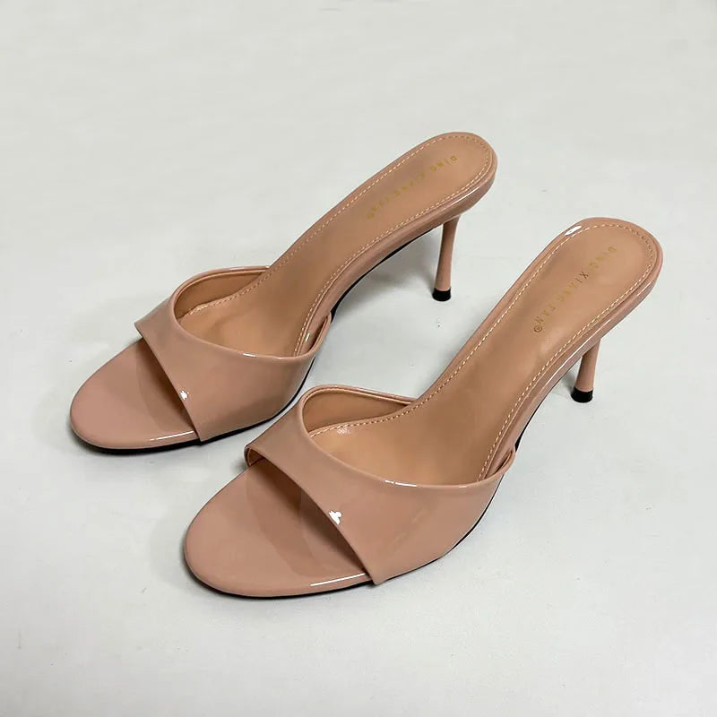 Women's Heeled Sliders | Elegant Thin Heel Slide Sandals