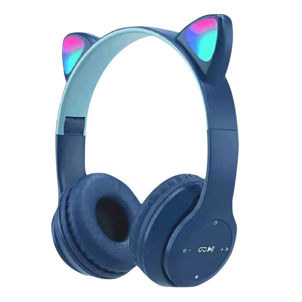 Cat Ear Headphones with LED Glow Lights | Wireless Bluetooth Over-Ear Headset