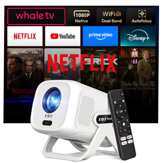 XGODY 1080P Smart Projector | Official Netflix, 440 ANSI, Auto Focus & Keystone