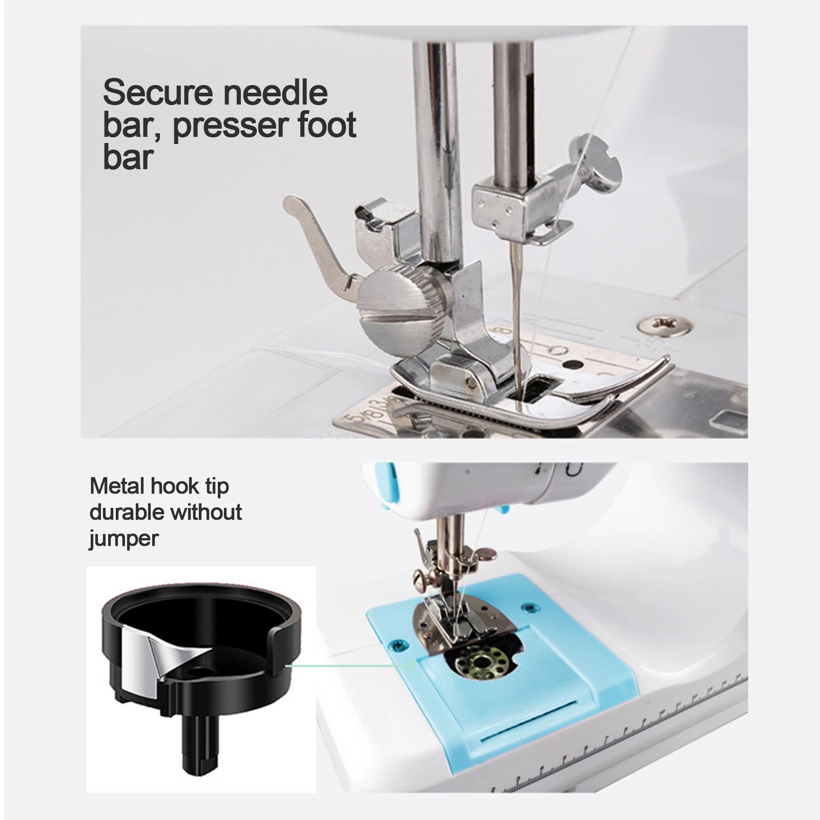 Portable Sewing Machine |12 Stitch Types, Horizontal Rotary Shuttle & Metal Hook