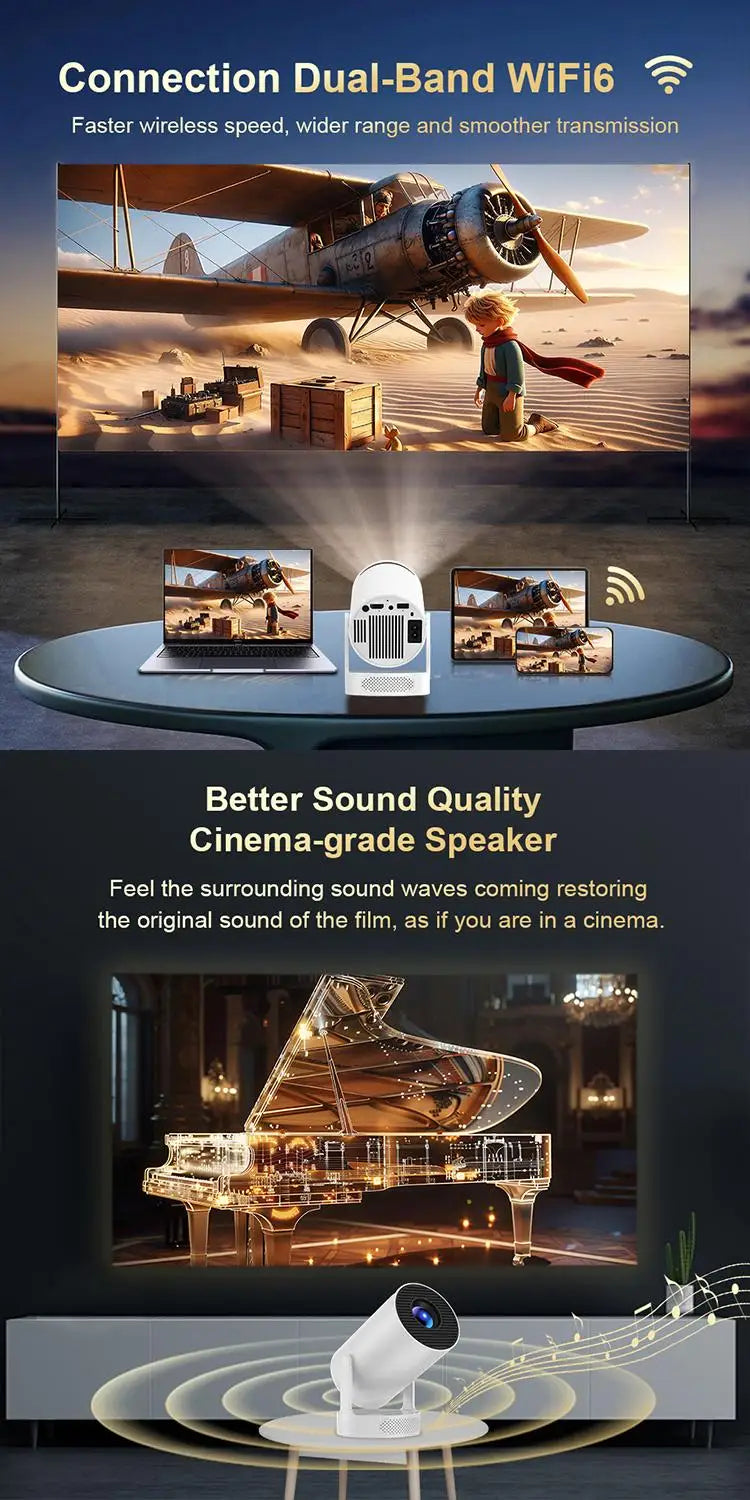Mini Portable Projector HY300 Ultra HD 4K 720P Android 11