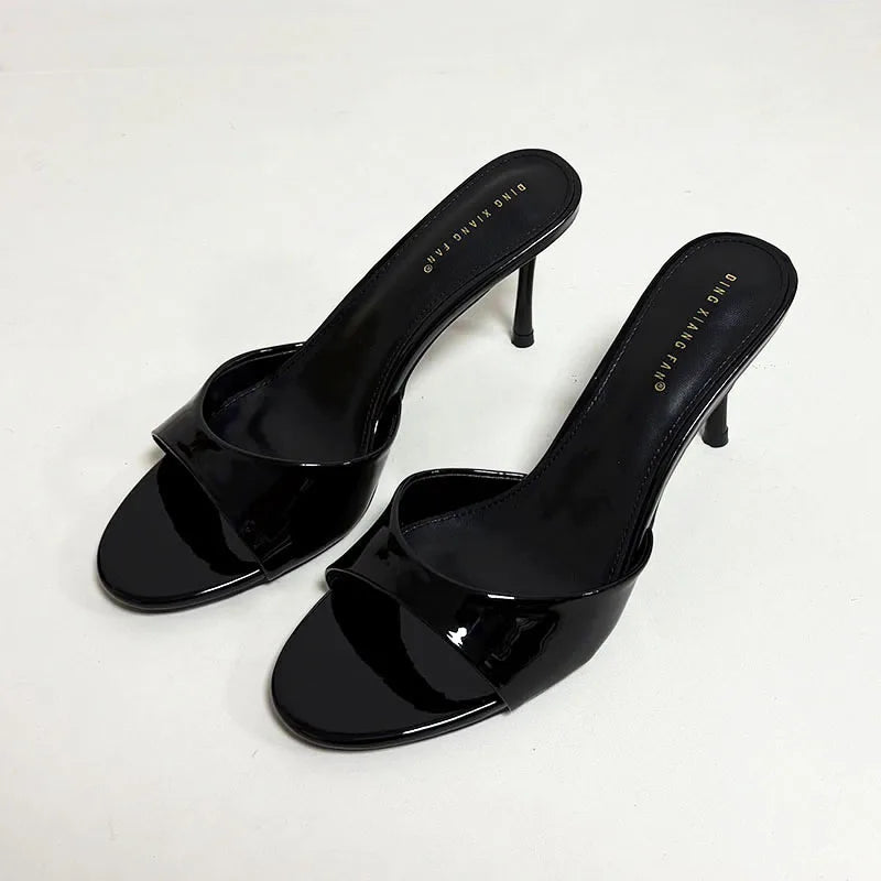 Women's Heeled Sliders | Elegant Thin Heel Slide Sandals