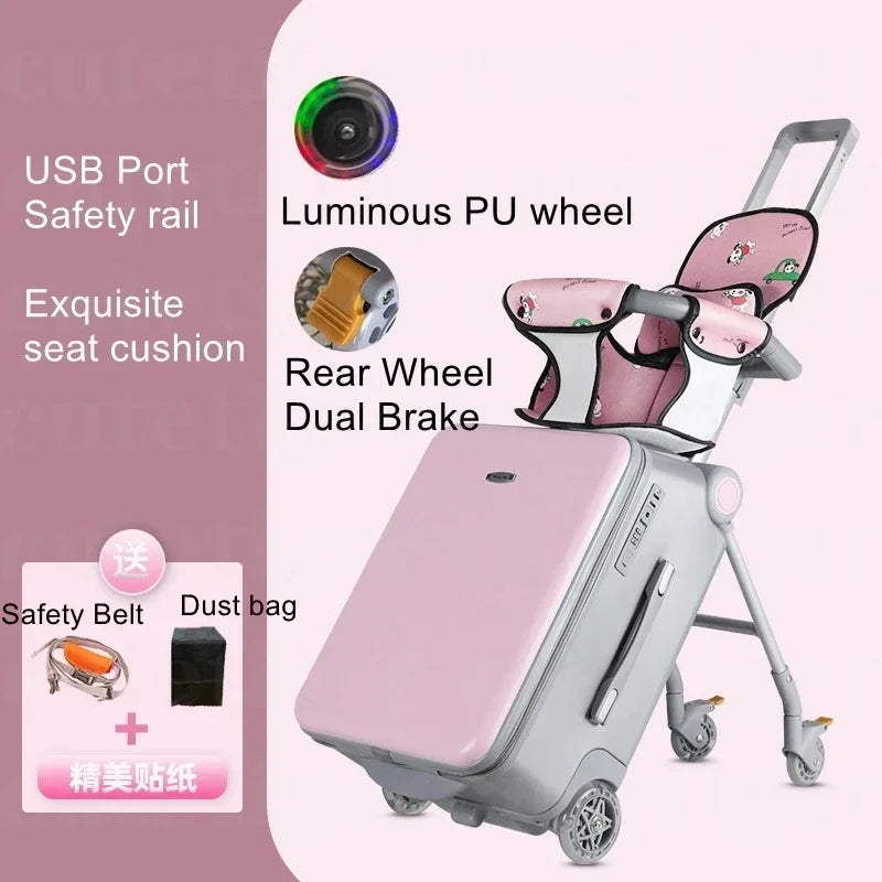 Can boarding suitcase Can sit and ride children's trolley bags lazy slip walker children's travel