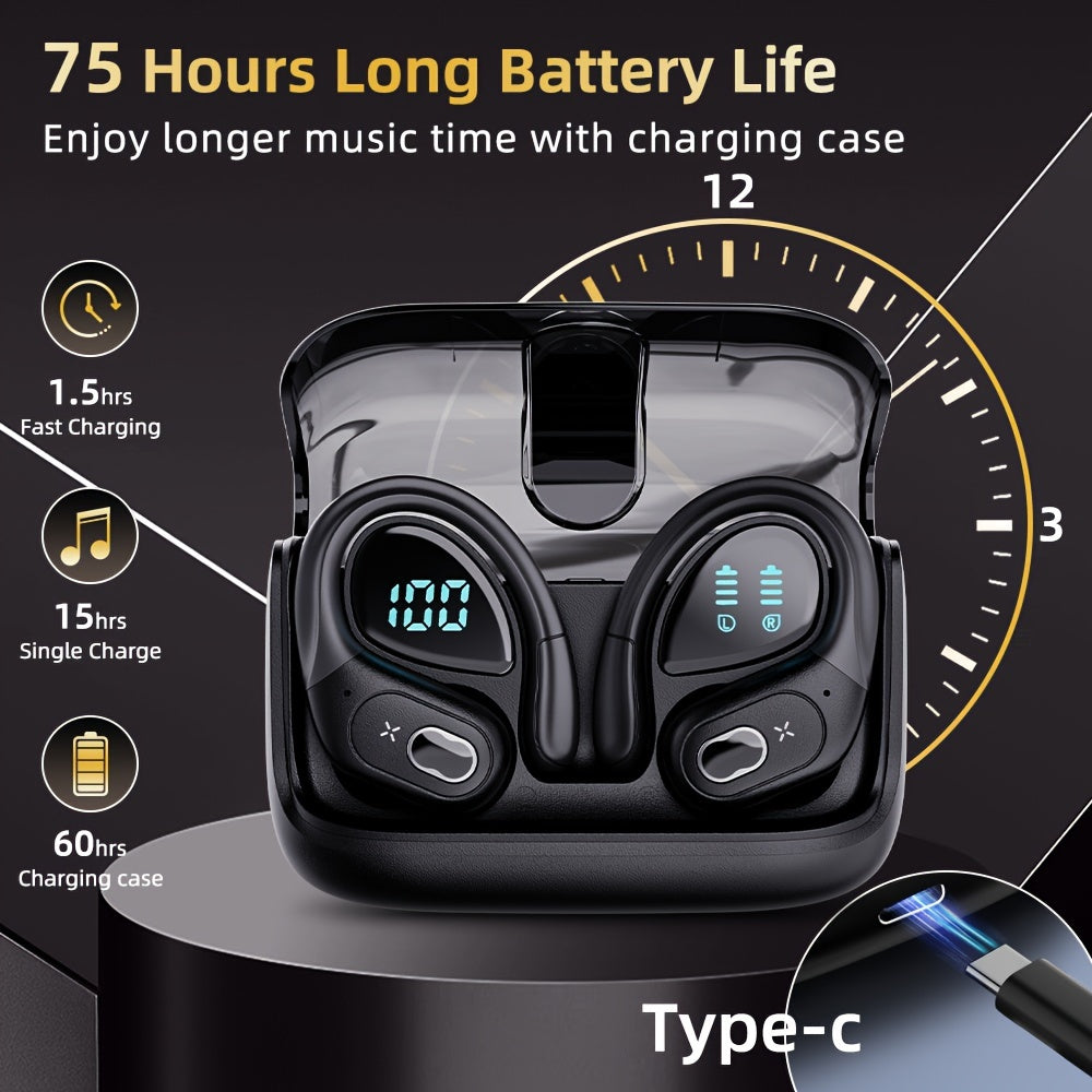 Aptkdoe 75H Sport Earbuds with ENC Noise Cancellation & LED Power Display