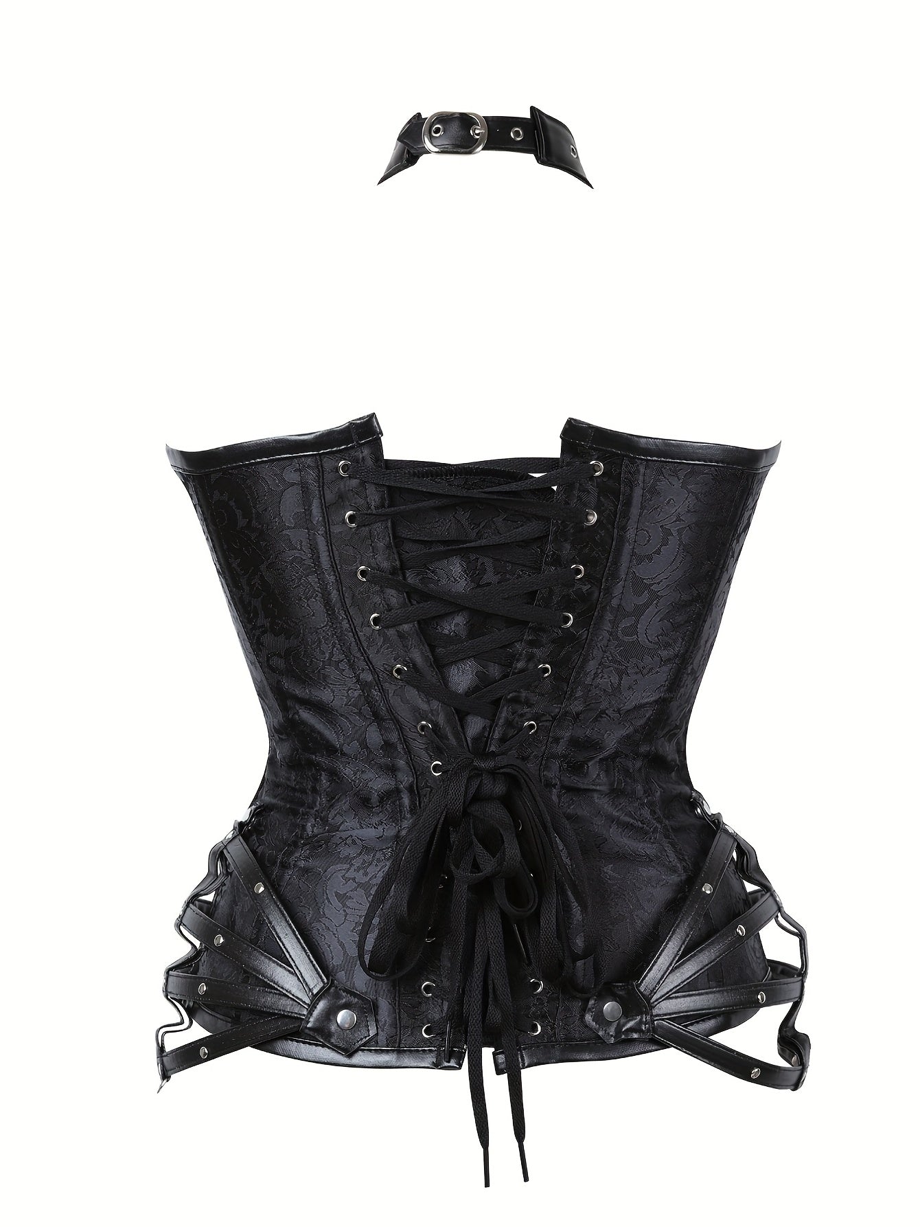 Gothic Halter Women's Vintage Floral Corset | Halter Neck Bustier with Zipper for Tummy Control