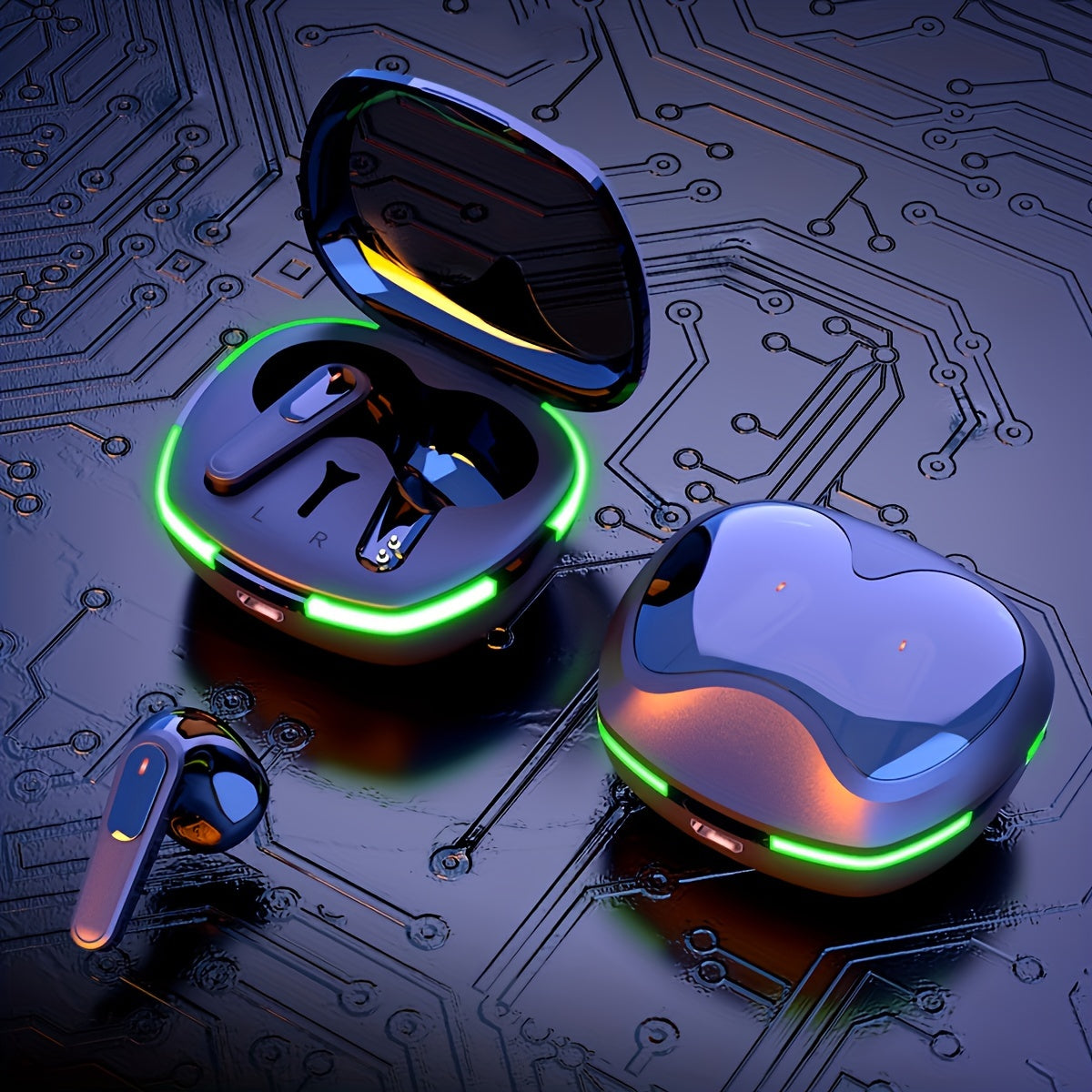 LIT-Sound TWS Earbuds: LED Gaming Earphones with Touch Control for Sports