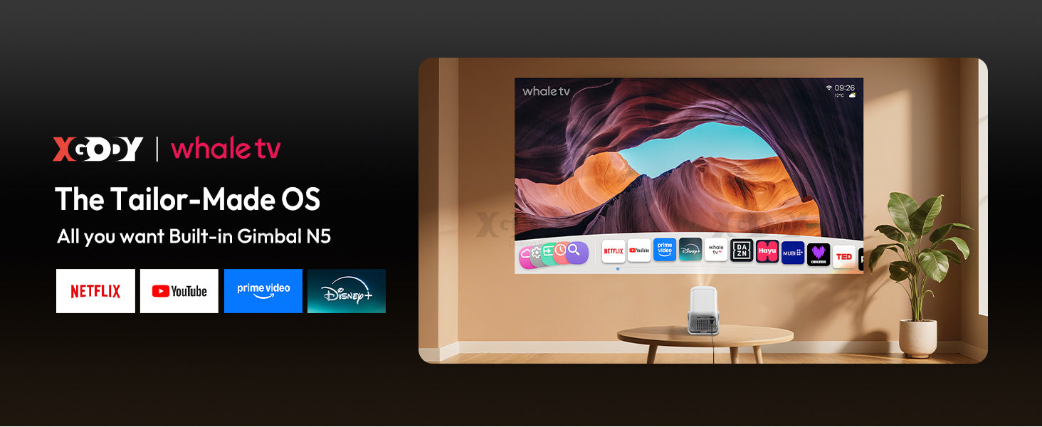 XGODY 1080P Smart Projector | Official Netflix, 440 ANSI, Auto Focus & Keystone