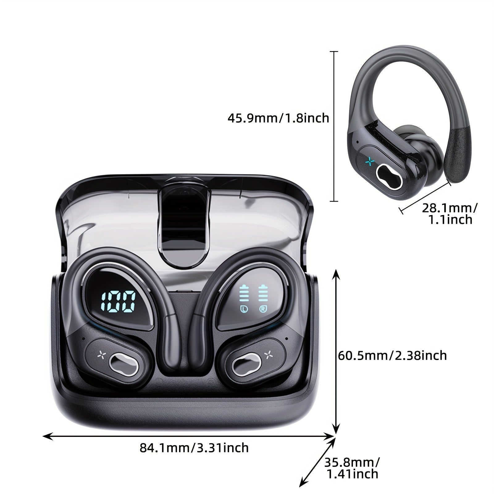 Aptkdoe 75H Sport Earbuds with ENC Noise Cancellation & LED Power Display