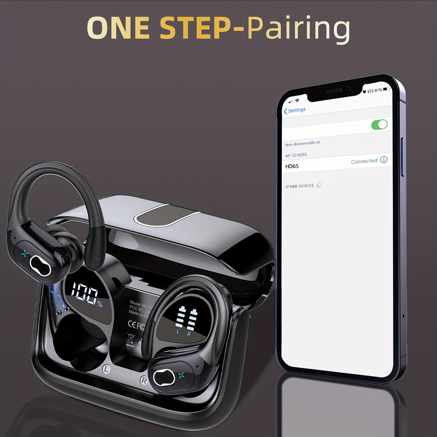 Aptkdoe 75H Sport Earbuds with ENC Noise Cancellation & LED Power Display