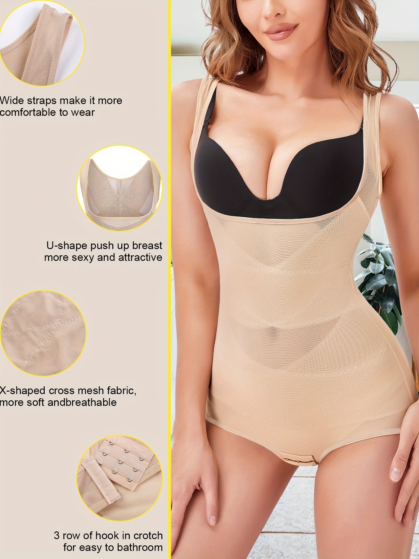 Elegant Open-Bust Bodysuit | Full-Body Shaper with Tummy Control & Butt Lifting