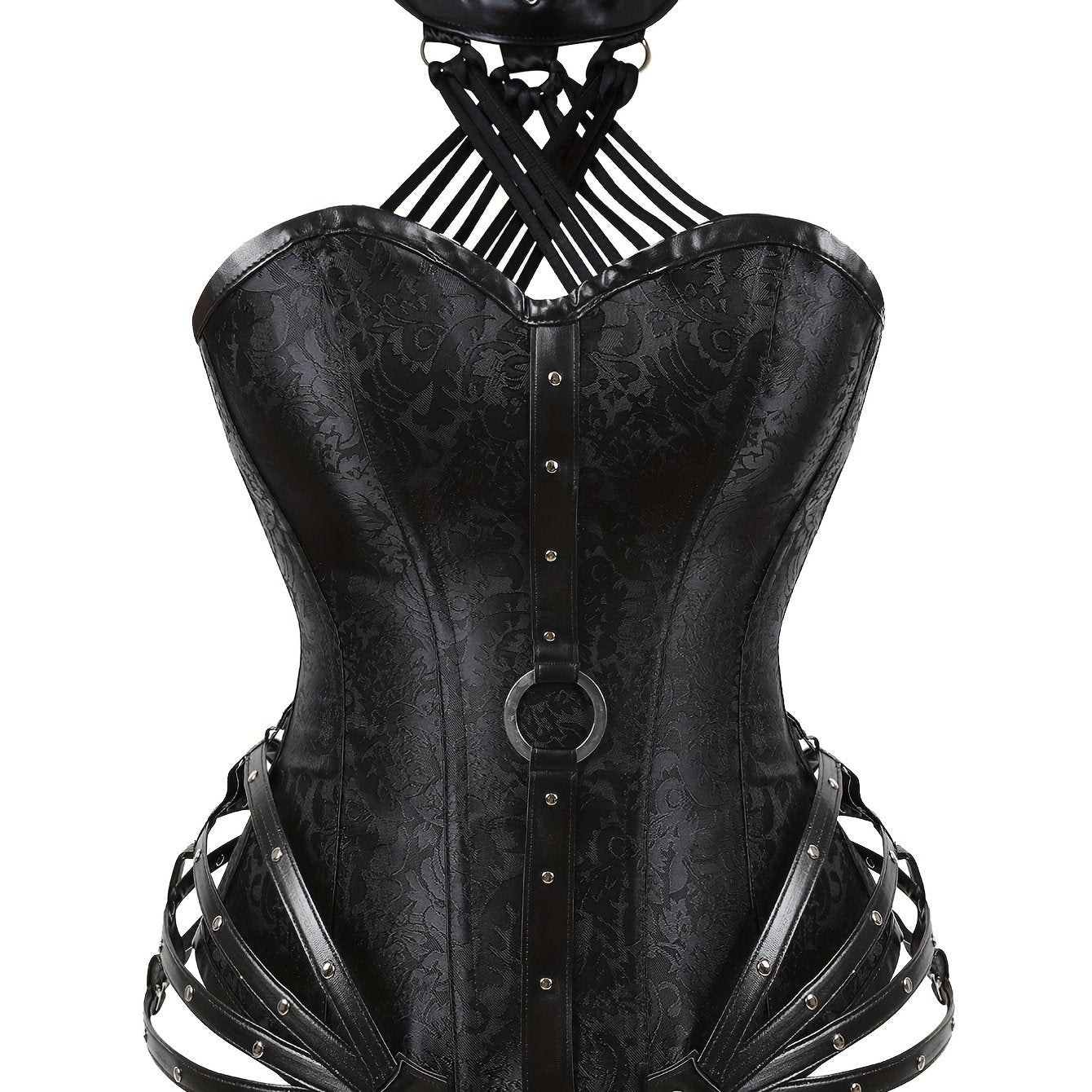 Gothic Halter Women's Vintage Floral Corset | Halter Neck Bustier with Zipper for Tummy Control
