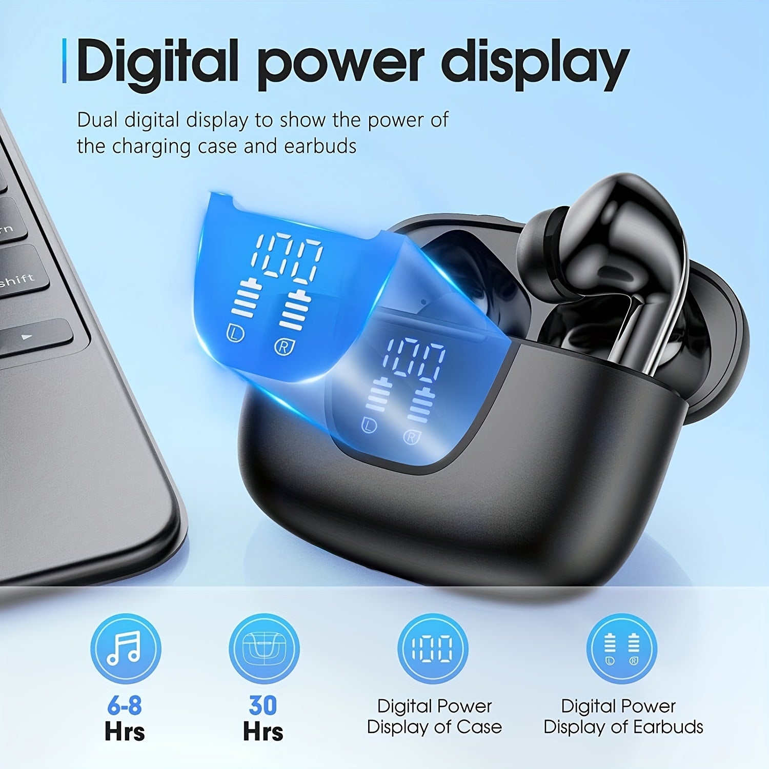 5.3 Bluetooth Earbuds | 30H Battery, 13mm Speakers, All-Mode Compatibility