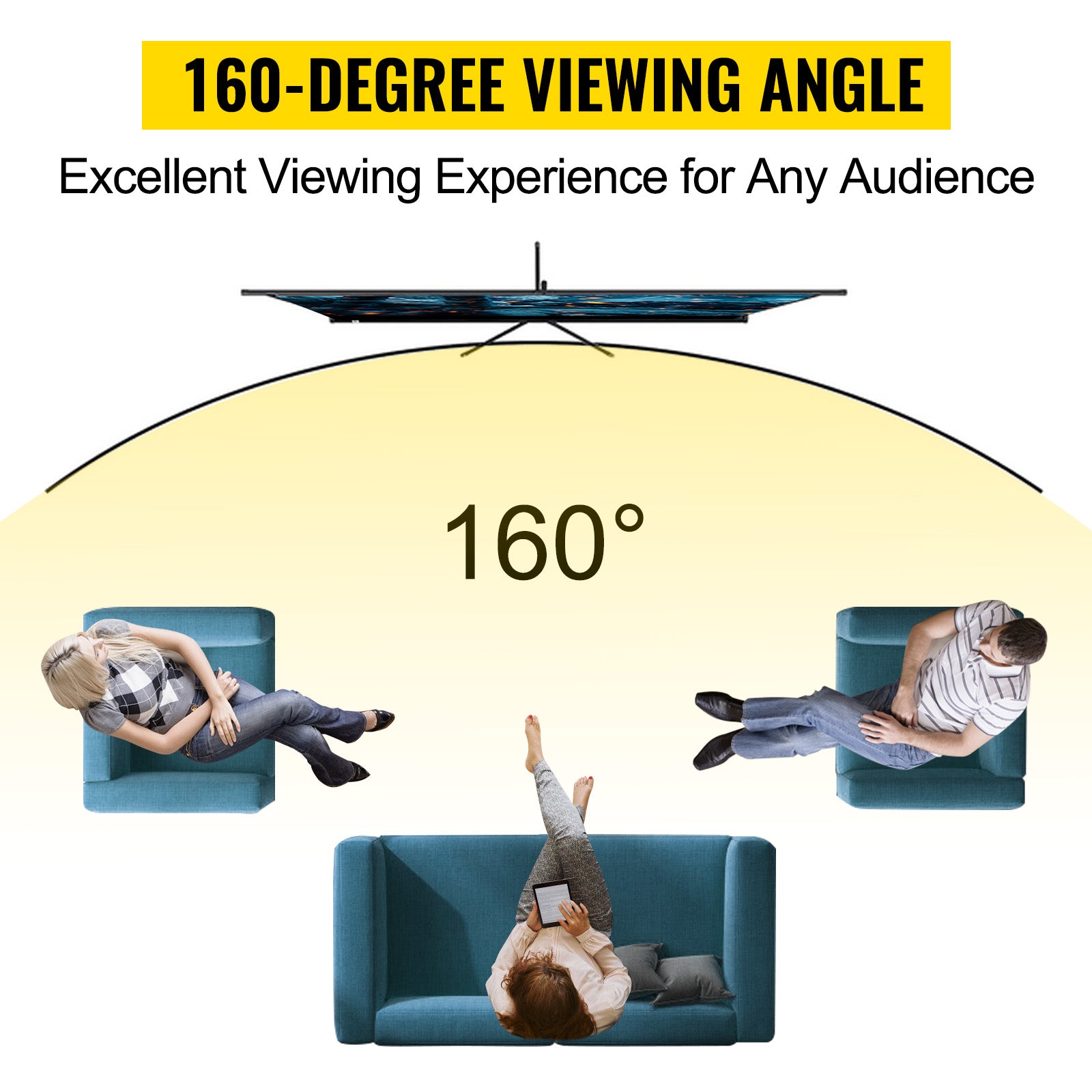 110" Portable Tripod Projector Screen | 4K HD & 160° Viewing Angle