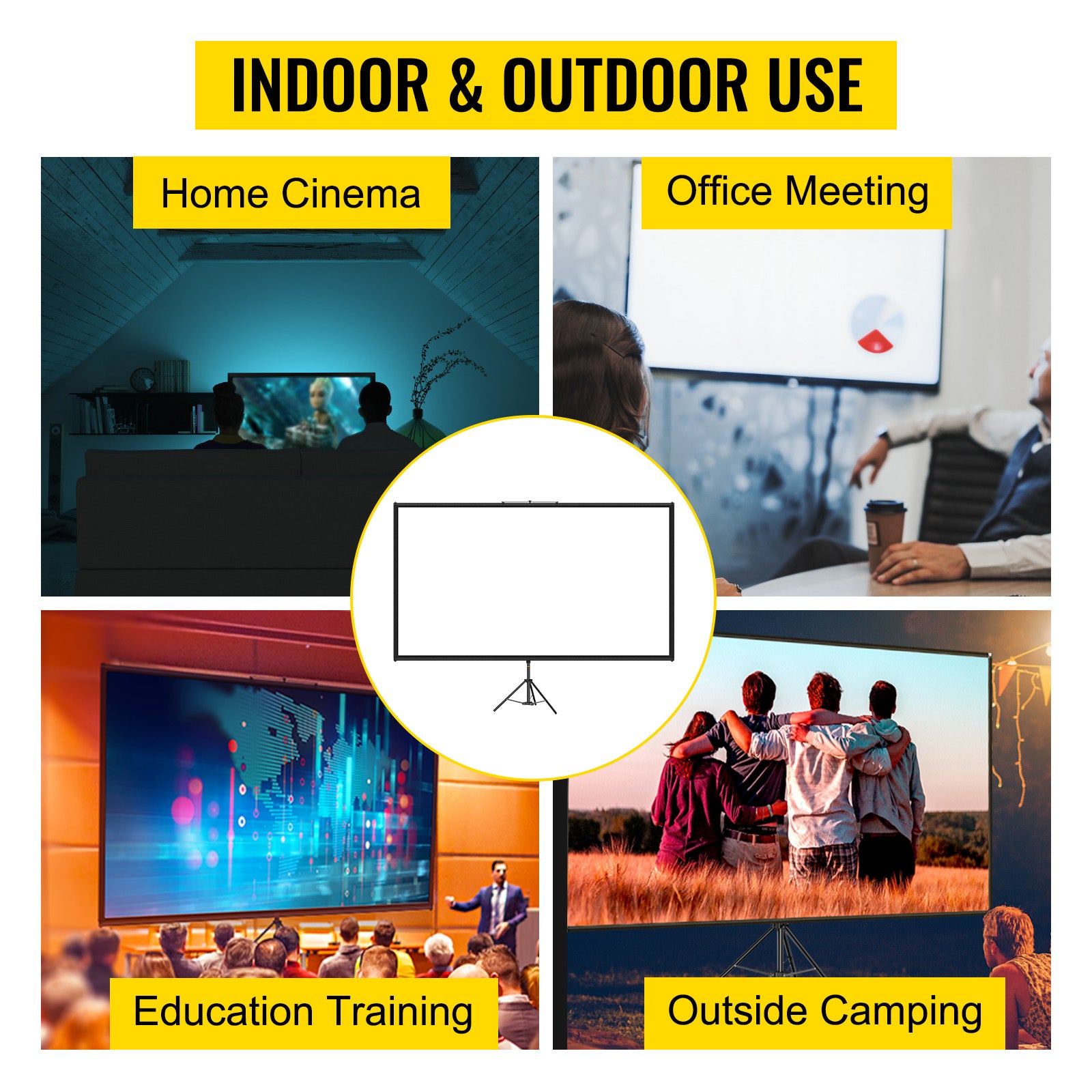 110" Portable Tripod Projector Screen | 4K HD & 160° Viewing Angle