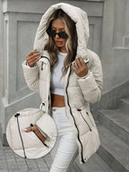 Cozy Winter Sherpa Jacket for Women - Mid-Length Hooded Cardigan with Belt