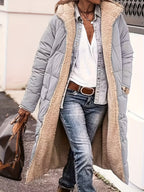 Women's Fleece-Lined Hooded Jacket | Long Winter Coat with Zipper Closure