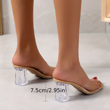 Women's Crystal Chunky Heel Sandals