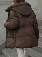 Cozy Winter Sherpa Jacket for Women - Mid-Length Hooded Cardigan with Belt
