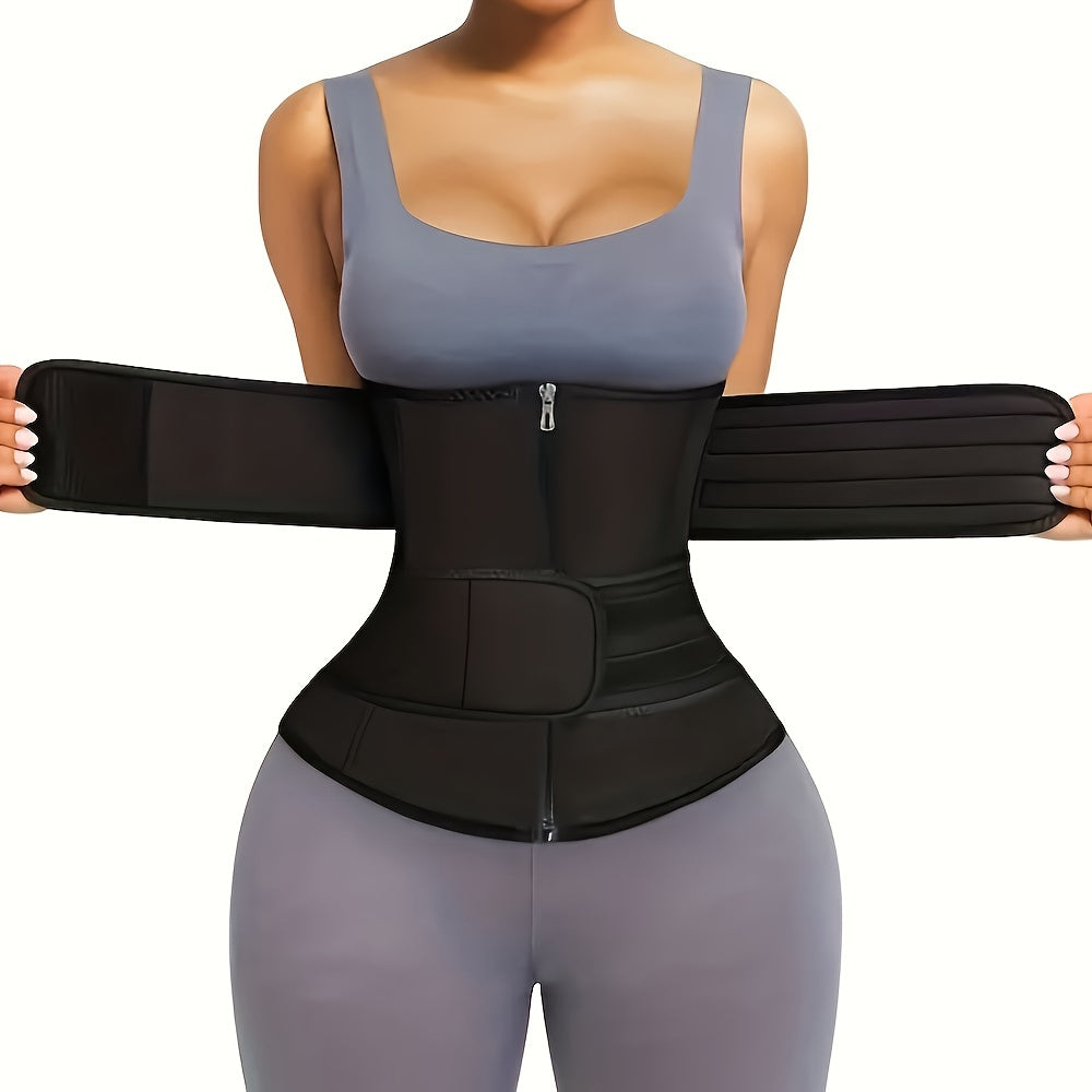 Women's Double-Banded Waist Trainer | Firm Neoprene Cincher with Hook &amp; Loop Closure