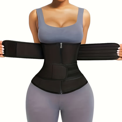 Women's Double-Banded Waist Trainer | Firm Neoprene Cincher with Hook &amp; Loop Closure