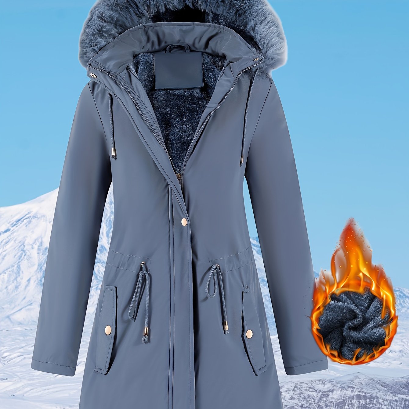 Women's Hooded Fleece | Mid-Long Windproof Coat