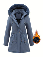 Women's Hooded Fleece | Mid-Long Windproof Coat