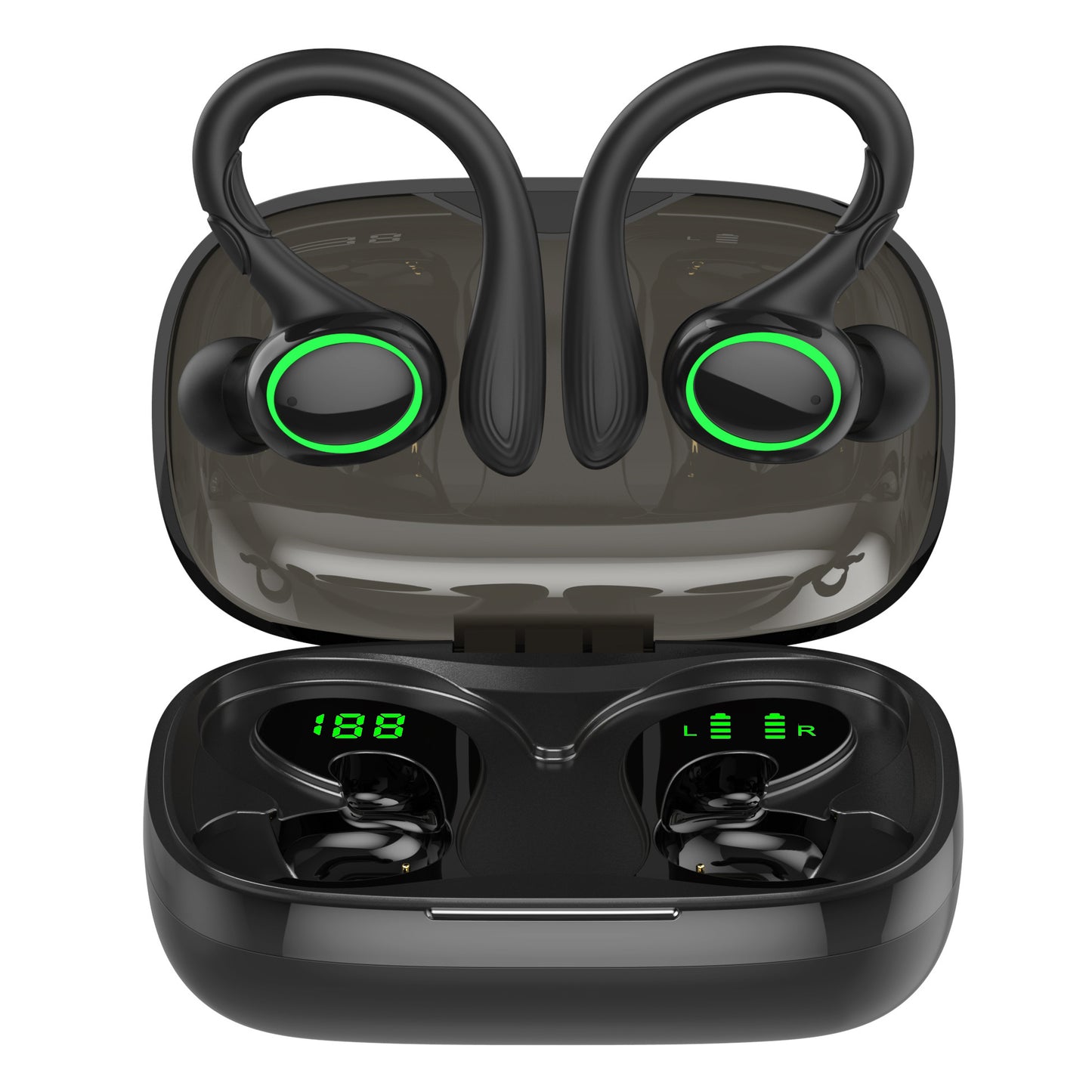 TWS Earhook Earbuds | Waterproof, Noise Cancelling with LED Case