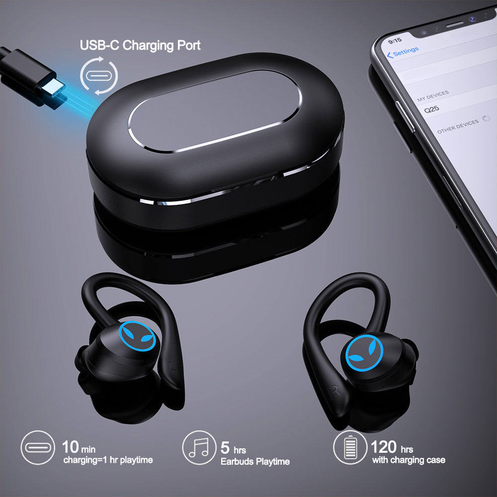 Wireless Sport Earbuds with Ear Hook | Waterproof & Touch Control