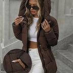 Cozy Winter Sherpa Jacket for Women - Mid-Length Hooded Cardigan with Belt