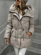 Cozy Winter Sherpa Jacket for Women - Mid-Length Hooded Cardigan with Belt