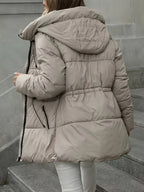 Cozy Winter Sherpa Jacket for Women - Mid-Length Hooded Cardigan with Belt