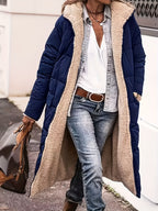 Women's Fleece-Lined Hooded Jacket | Long Winter Coat with Zipper Closure