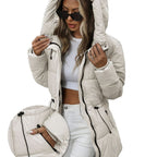 Cozy Winter Sherpa Jacket for Women - Mid-Length Hooded Cardigan with Belt