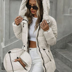 Cozy Winter Sherpa Jacket for Women - Mid-Length Hooded Cardigan with Belt