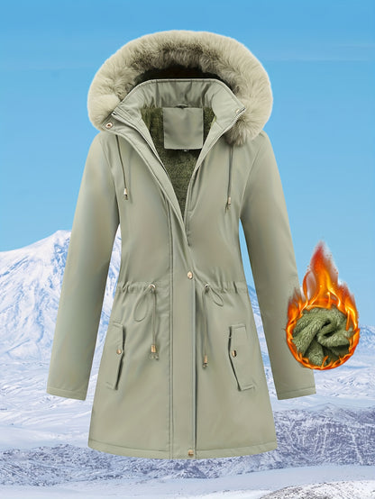 Women's Hooded Fleece | Mid-Long Windproof Coat