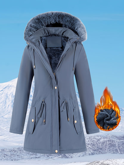 Women's Hooded Fleece | Mid-Long Windproof Coat