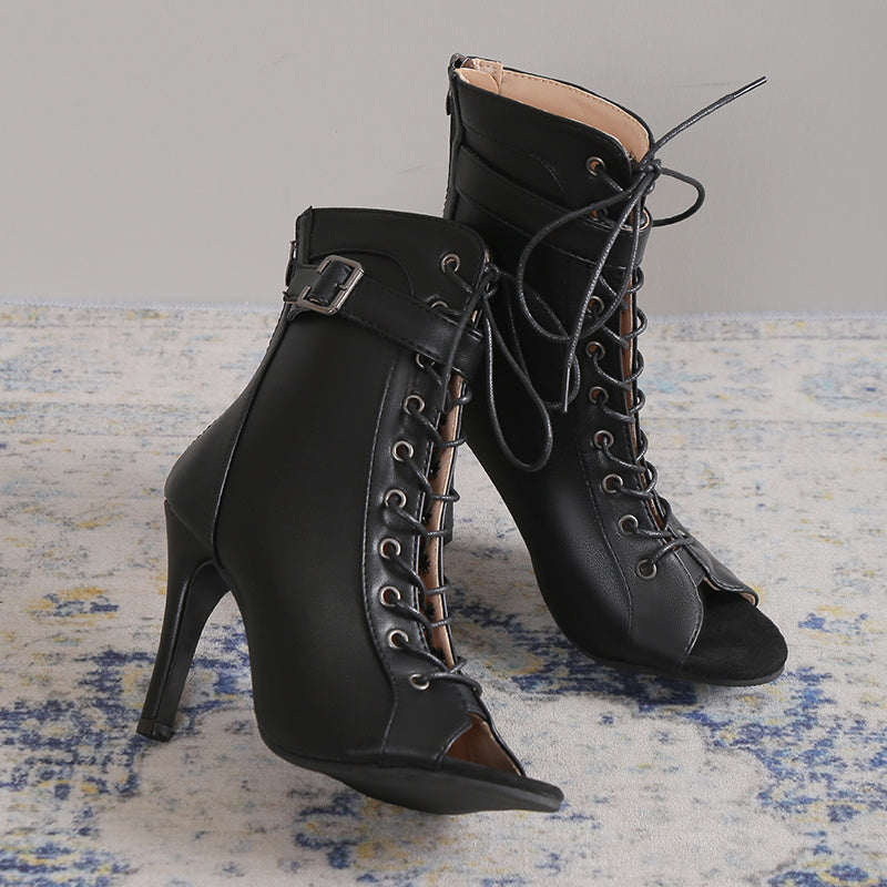 Crisscross Lace-Up Stiletto with Ankle Strap