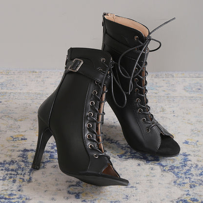 Crisscross Lace-Up Stiletto with Ankle Strap