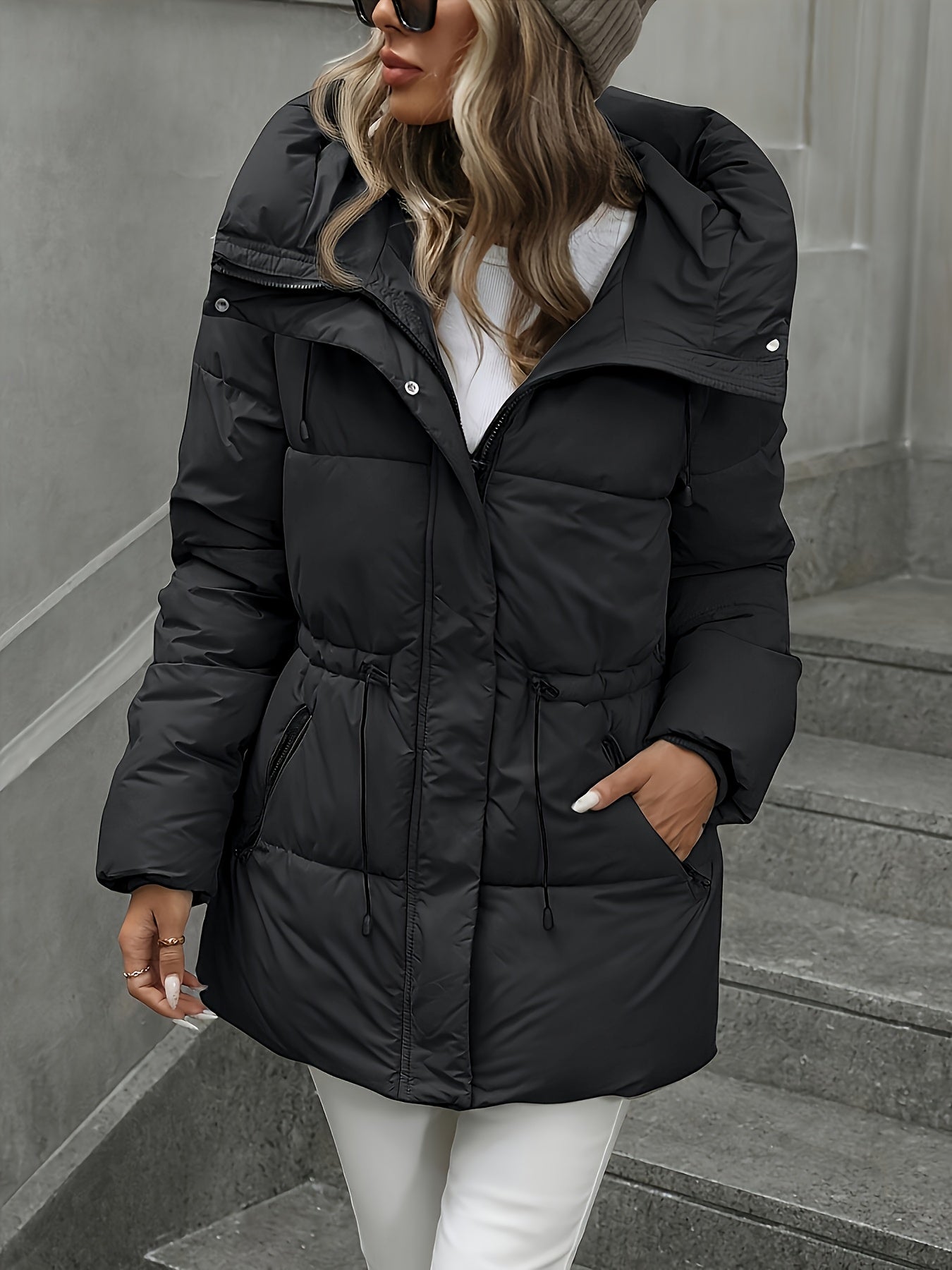 Cozy Winter Sherpa Jacket for Women - Mid-Length Hooded Cardigan with Belt