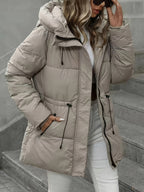 Cozy Winter Sherpa Jacket for Women - Mid-Length Hooded Cardigan with Belt