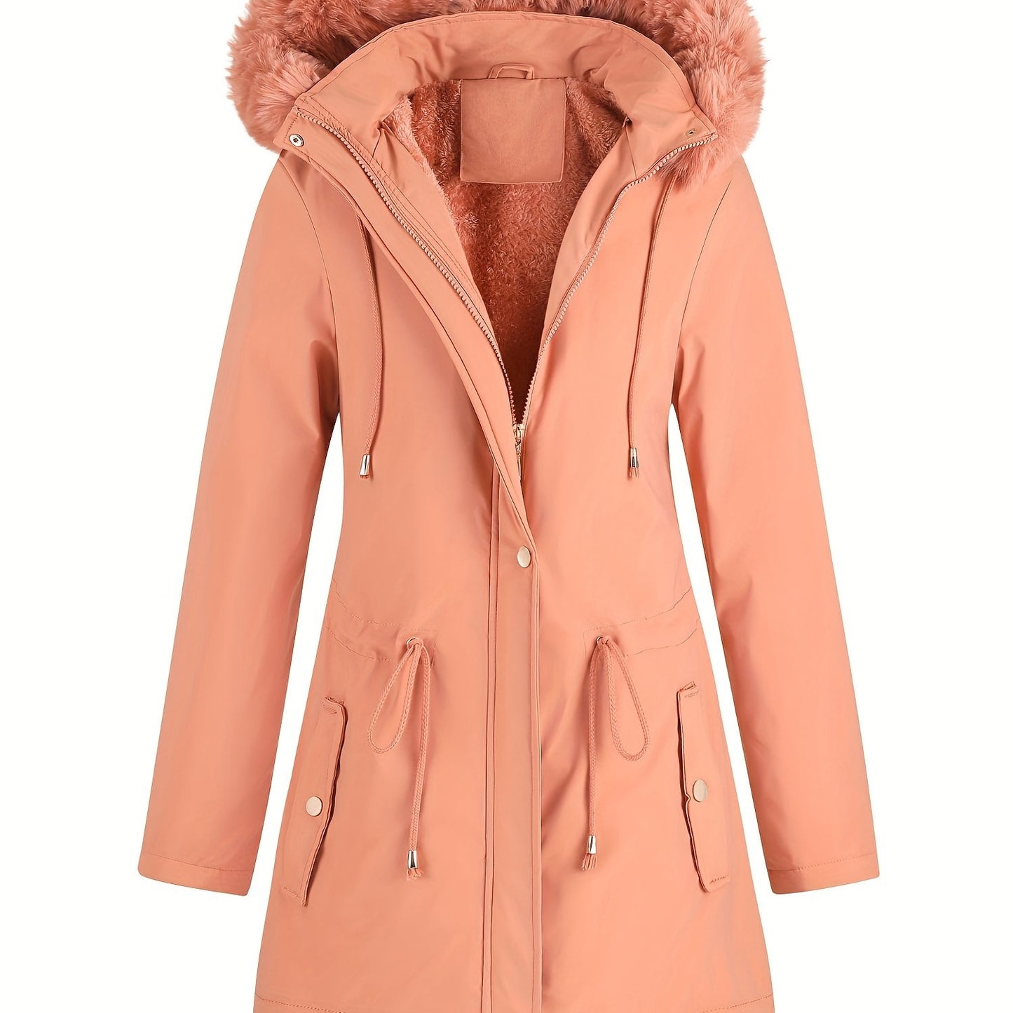 Women's Hooded Fleece | Mid-Long Windproof Coat