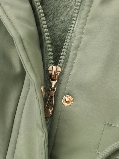 Women's Hooded Fleece | Mid-Long Windproof Coat